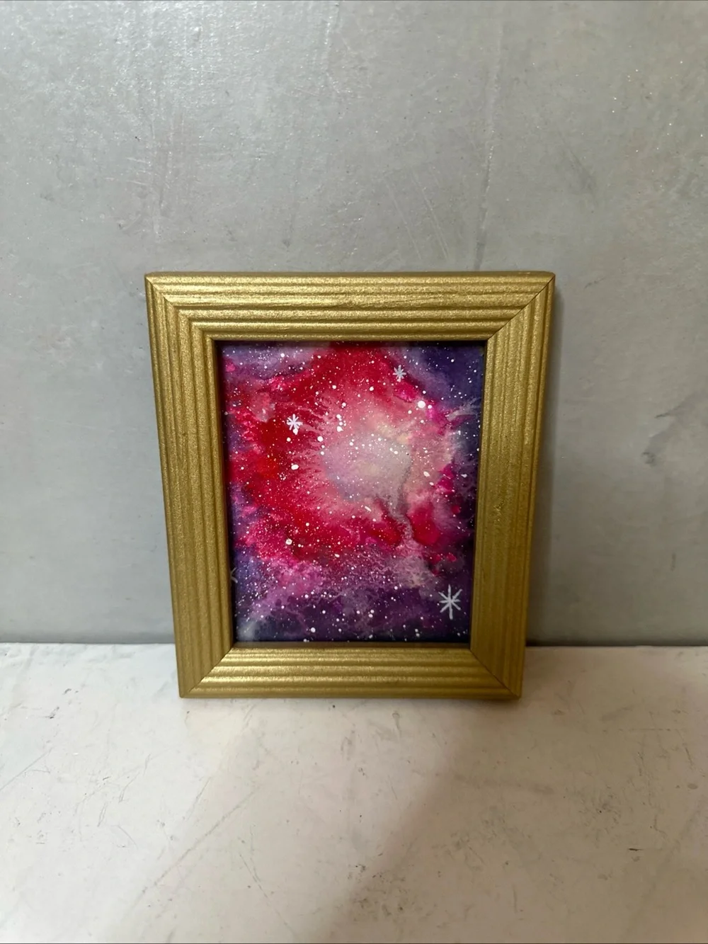 FRAMED WATERCOLOR GALAXY Abstract Space Painting CAB5